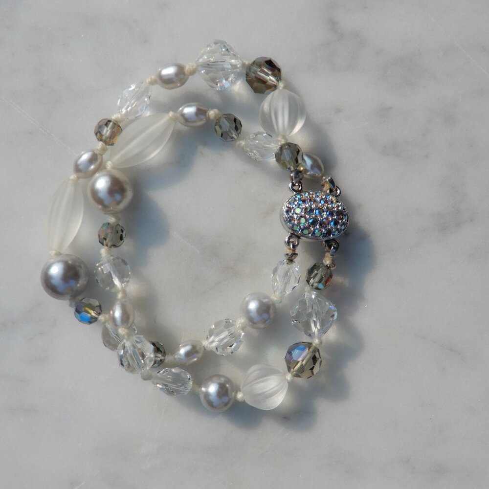 Swarovski Crystal, Glass Bead, and Faux Pearl Bracelet